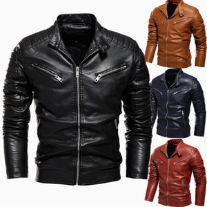 Chaqueta de Cuero Clásica para Hombre y Mujer, Chaqueta Bomber Elegante y Casual, Perfecta para Uso Diario - Product Image 1