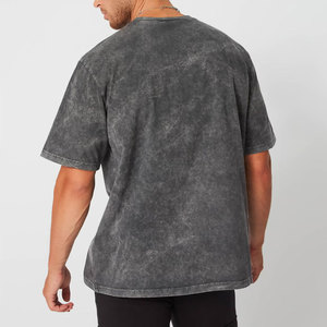 เสื้อยืดผ้าฝ้าย100% แอซิดสำหรับผู้ชายเสื้อคอกลมเข้ารูประบายอากาศได้ดีสไตล์วินเทจ - Product Image 4