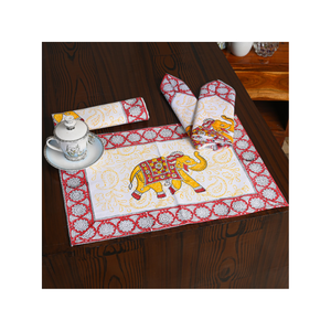 Banarasi Royal Blue Border Stitched Tapis de salle à manger faits à la main avec un look léger en coton brodé Style inspiré de l'art moghol - Product Image 5