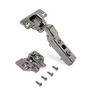 Emuca Set di cerniere a gomito in acciaio titanio 20x91 chiusura morbida con inserti a vite altezza 0 cerniere per mobili - Product Image 3