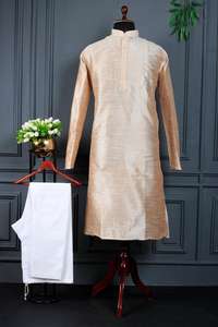 Nouvelle tenue de créateur 2024 Excellente qualité de soie Benglory à la demande avec pantalon en coton Kurta uni fabriqué en Inde - Product Image 4