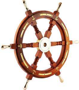 พวงมาลัยเรือไม้แบบคลาสสิกสำหรับตกแต่ง |   งานฝีมือคุณภาพเยี่ยม |   ผู้ผลิตสินค้าขายส่งจำนวนมาก - Product Image 2