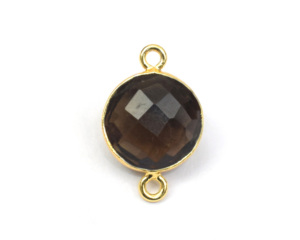 Conector de bisel de corte facetado de doble fianza con forma redonda hecha a mano de piedras preciosas naturales de Latón chapado en oro de 18 quilates para la fabricación de joyas - Product Image 4