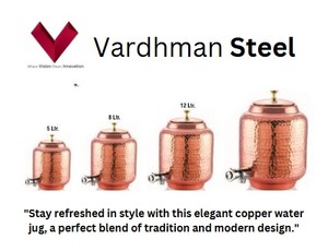 Customized Logo <b>Copper</b> Water <b>Jug</b> with Handle Boost Your Wellness Elegant <b>Copper</b> Pitcher for Drinking Water Vessel - Product Image 2