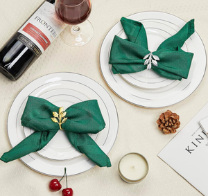 Servilleteros de Metal dorado de lujo 2025, soporte para manualidades caseras, exportaciones, diseño en forma de hoja para bodas y cenas - Product Image 3