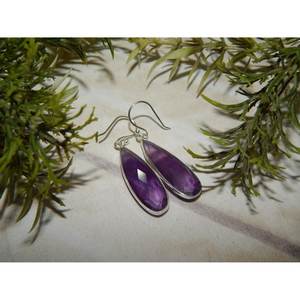 ต่างหูพลอยอเมทิสต์ประณีตทำด้วยมือเครื่องประดับเงินสเตอร์ลิงของผู้หญิงพร้อมของขวัญแต่งงานสีทอง - Product Image 5