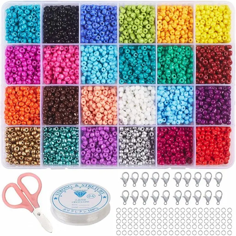 Perle de rocaille en verre et perles de lettre de l'alphabet Art Starter K pour la fabrication de bijoux Bracelet au crochet avec belle perle de rocaille en verre