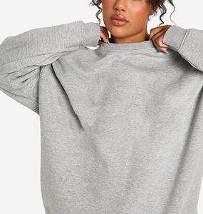 Top tendance femmes décontracté hiver sweats Anti-rides couleur unie à manches longues surdimensionné Streetwear Logo personnalisé haut tissé - Product Image 2