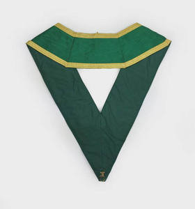 Écusson personnalisé pour officiers du Grand Conseil, en tissu velours écologique, or et vert, pour les degrés maçonniques alliés, forme rectangulaire - Product Image 4