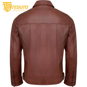 Meilleure qualité de blouson aviateur en cuir pour hommes col montant coupe-vent imperméable respirant classique College Style Tessuto - Product Image 5