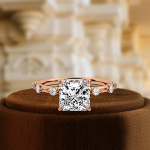 Anillo de Diamante Cultivado en Laboratorio con Corte Princesa de 1 Quilate, Anillo de Compromiso con Diamantes en Pavé, Anillo Delicado, Anillo de Oro Blanco de 14 Quilates, Certificado IGI - Product Image 3