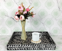 Assiette décorative de luxe rectangulaire en mosaïque, grande taille, faite à la main, de qualité supérieure, avec incrustation de nacre, écologique, lavable et sur mesure