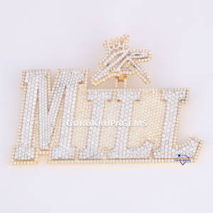 Venta caliente 14 Kt oro amarillo sólido VVS claridad laboratorio cultivado diamante Hip Hop colgante diseño único para regalo de moda - Product Image 1