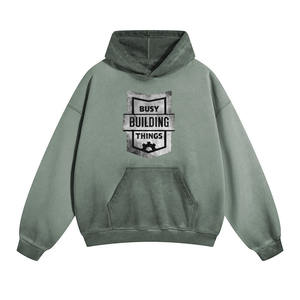 Pakistan Manufacturer Acid Wash Oversize Hoodies For Adult Pullover Drop Shoulder <b>Screen</b> Printing Logo Fleece Hoodie For Winter - Product Image 2