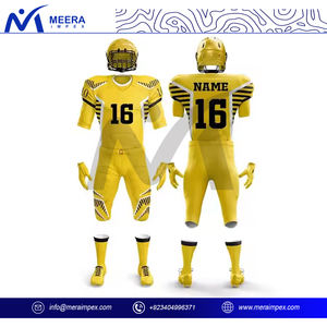 Uniforme de fútbol americano de alta calidad 2025 para hombres, diseño personalizado, tela elástica, conjunto de fútbol de Color azul liso para adultos - Product Image 4