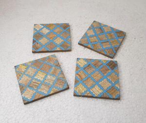 Posavasos de madera de último diseño con posavasos de taza de té grabado de alambre de latón para vajilla hogar Hotel restaurante eventos bodas uso - Product Image 4