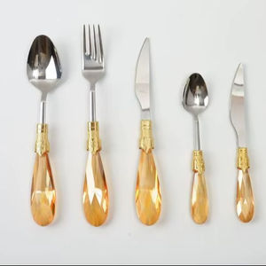 Stylish Pink And White Modern Style Resin Handle Cutlery Featuring Silver Head <b>Flatware</b> For Homes Restaurants And Parties - Product Image 1