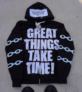 2025 Mode Streetwear sur mesure: sweats à capuche délavés à l'acide pour hommes disponibles à l'achat Sweat à capuche zippé essentiel pour hommes - Product Image 3