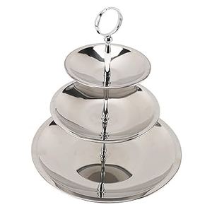 แท่นวางเค้กโลหะ3ชั้นรูปทรงกลมทำจากสเตนเลสสตีลที่วางเค้กผลไม้สำหรับวางเค้กในบ้านและโรงแรม - Product Image 2
