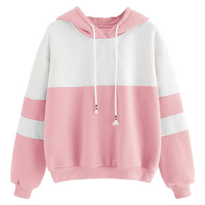 Sudadera con capucha para mujer Suéter de manga larga Jersey Fleece Drop Shoulder Sudadera con capucha a rayas Mujer - Product Image 1