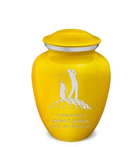 Urnes de crémation de golf personnalisées pour adultes Embrace jaune pour cendres humaines Grande urne funéraire pour hommes et femmes Urnes de taille personnalisée - Product Image 3