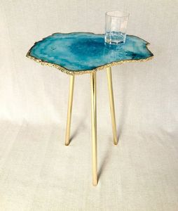 โต๊ะเรซินสีน้ำตาลแบบหมุนได้ทำมือทันสมัยโต๊ะวางสลัดทนทานสำหรับใช้ในบ้านในครัวเรือนใช้ในบ้านงานเลี้ยงที่มีสีสัน - Product Image 1