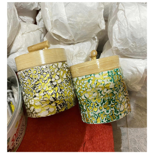 Mother of Pearl <b>Bamboo</b> <b>Jar</b> eco <b>bamboo</b> shell inlay keepsake container for gifts souvenirs and home styling Vietnam - Product Image 2