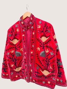 Manteau en velours brodé de fleurs de style chinois, col mandarin, manches longues, grande taille, vêtements d'extérieur d'hiver pour femmes - Product Image 3