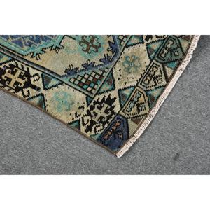 Alfombra Turca, Alfombra Vintage de 1.5x3 pies, Alfombra de Lana con Diseño Floral Azul - Product Image 5