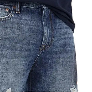 Personalizado desgastado bordado hombres moda Jorts alta calidad lavado holgado Jorts ácido lavado doble dobladillo pantalones cortos de mezclilla - Product Image 5
