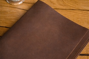 Custom Brown Leather Display <b>Warmer</b> Handmade Embossed Manual for Restaurant <b>Wine</b> List Hotel Dining - Product Image 2