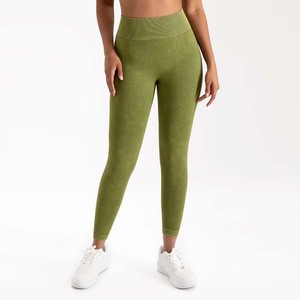 <b>Women</b> Denim-Imitating Knitted Seamless Yoga Wear High Waisted <b>Leggings</b> And Sports Bra Active Wear Fitness Running Yoga Set - Product Image 5