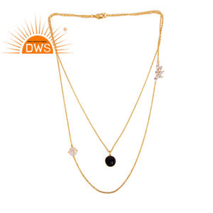 Último diseño hecho a mano 18K chapado en oro natural múltiples piedras preciosas colgante collar Demi joyería fina fabricante - Product Image 1