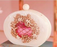 Tas tangan desainer mewah tas tangan Resin cantik dengan dekorasi berlian imitasi bordir ramah lingkungan musim panas harga terbaik