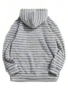 High Quality Unisex Sustainable 100% Cotton <b>Christmas</b> Striped Pattern Terry <b>Hoodie</b> with Kangaroo Pocket Customizable Oversized - Product Image 5