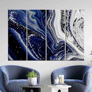 Shimmery Artwork - Toile imprimée motif marbre bleu marine, 4P : encadrée - Product Image 1