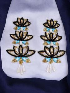 Boucles d'oreilles bohèmes en perles de graines brodées à la main de style vintage pour femmes Inde JAVED HANDICRAFTS Saint-Valentin Noël - Product Image 4