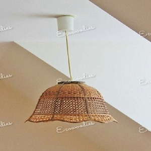 Bel abat-jour rond en rotin fait à la main en bambou osier lustres suspendus Island Resort Led pendentif abat-jour en osier - Product Image 6