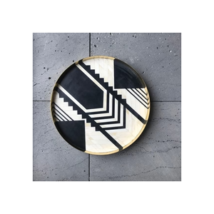 ถาดเสิร์ฟขนาดใหญ่ของตกแต่งบ้านพร้อมถาดใส่กระดูกดีไซน์เรขาคณิตสีดำและสีขาวสำหรับใช้เป็นของขวัญโรงแรมและร้านอาหาร - Product Image 1