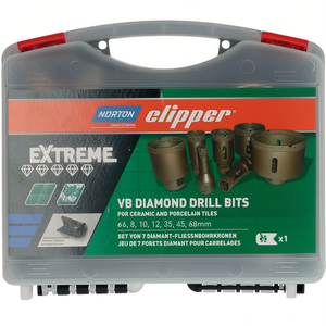 ชุดดอกสว่านเจาะกระเบื้อง NORTON CLIPPER 9 ชิ้น รุ่น Extreme VB ขนาด 6/8/10/12/35/45/68 มม. แบบ Sanitary สำหรับงานหิน - Product Image 3