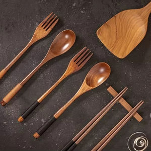 ชุดอาหารเย็นทำจากไม้ธรรมชาติแบบยั่งยืนชุดเครื่องใช้ในครัวสำหรับทำอาหาร - Product Image 1