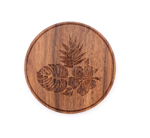 Dessous de verre en bois d'acacia peau d'animal imprimé sous-verre rond écologique fait à la main artisanat sous-verre en bois massif - Product Image 3