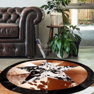 Alfombras de cuero de vaca hechas a mano con pelo de vaca real en parche de cuero alfombra de trabajo para sala de estar pieles de cuero crudo - Product Image 4