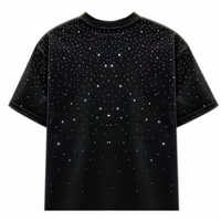 T-shirt en coton tricoté 300 GSM 100 % coton, imprimé personnalisé avec strass, effet scintillant sur toute la surface, respirant, écologique, manches courtes