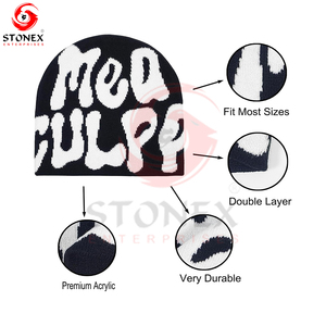 Fabricant de bonnets de couleur personnalisée logo personnalisé bonnet unisexe chaud hiver bonnet en tricot pour hommes et femmes - Product Image 6