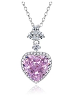Collar con Colgante de Cadena de Eslabones en Forma de Corazón con Diamantes de Plata 925, Nuevo de Hui Zhi Yi Jewelry 2023, Estilo Deportivo para Mujer, 40+5