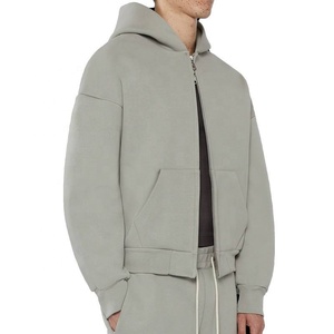 OEM al por mayor precio barato de buena calidad 100% algodón cremallera sudaderas con capucha 3D bordado Logo hombres Jumper sudaderas con capucha Unisex liso sudaderas con capucha - Product Image 4