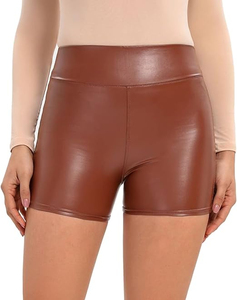 OEM/ODM Available <b>Women</b> <b>Leather</b> <b>Shorts</b> with Elastic Waist and Pockets - Trendy Comfortable Faux <b>Leather</b> <b>Shorts</b> <b>women's</b> <b>shorts</b> - Product Image 2