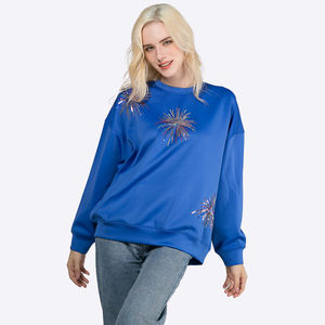 Suéteres personalizados de otoño para mujer, suéter de cuello redondo con lentejuelas bordadas con capa de aire, sudadera informal para mujer - Product Image 6