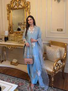 Vestido de algodón informal bordado de verano con Rganza Dupatta con bordado de borde de trabajo Kurti vestido pakistaní Salwar Kameez - Product Image 2